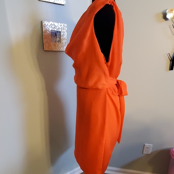 The Limited- Orange size 14 midi dress draped neck - Picture 2 of 6